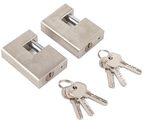 Candado Resistente de 2 Uds, Hardware de Acero Sólido Endurecido, Cerradura Monobloque Rectangular con 6 Llaves, Alta Seguridad para Puerta de Garaje y Hogar