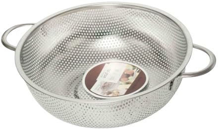 SDMAX Stainless Steel Rice Colander, Micro Perforated Colander, Kitchen Strainer with Handle, Multipurpose Use, Pasta, Rice, Fruit, Vegetable Drainer, Kitchen Tool (22cm)