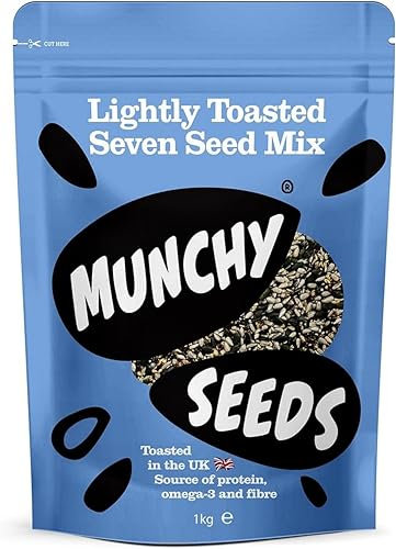 Munchy Seeds Lightly Toasted 7 Seed Mix, Pumpkin Seeds, Sunflower Seeds, Hemp, Chia, Rapeseed, Flaxseeds, Seeds for Baking, Breakfast Cereals & Granola, Mixed Seeds to Eat, Mixed Seeds for Eating 1KG