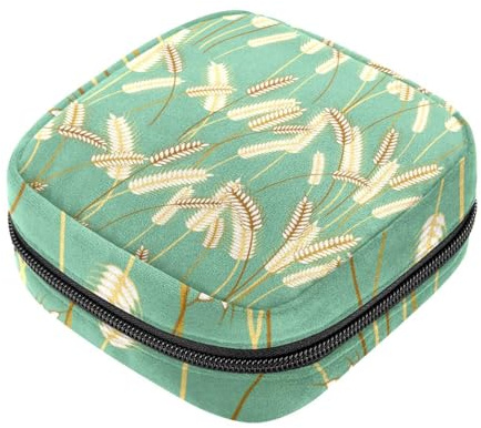 Damenbinden Aufbewahrungsbeutel für Frauen, große Kapazität, Menstruationspad-Tasche, Weizenohren, Ernte, niedliche Menstruationstaschen, Tampon-Sammelhalter, Geldbörse