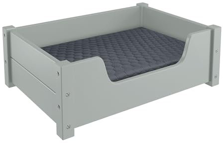 Erst-Holz Gemütliches Tierbett für Katzen und Hunde 60x40 Kiefer grau V-30.32-G-60x40, Ausstattung:Rollrost und Matratze inkl.