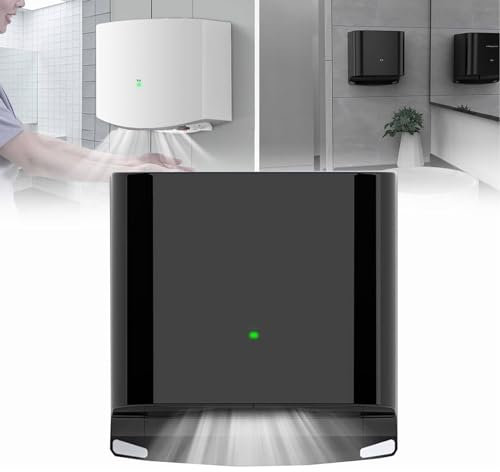 HENGCMM Asciugamani Elettrico per Uso Professionale Asciugamani elettrici da 1250 W Asciugatura Rapida ad Alta velocità in 10 Secondi per bagni, Servizi igienici pubblici,Black