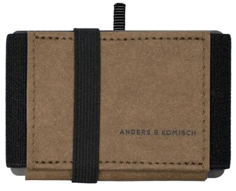Anders & Komisch A&K MINI PRO Portemonnie Herren - Slim Wallet mit Münzfach Damen - leichte, dünne Materialien - Handarbeit aus Deutschland - Kreditkartenformat (Braun/Schwarz)