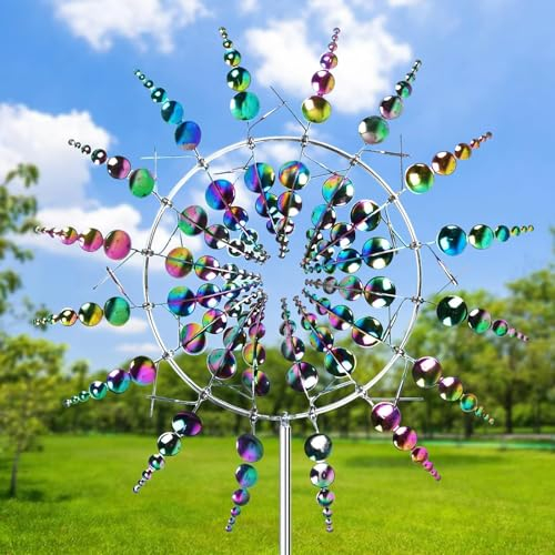 YCRGYYBD Einzigartige und magische Metall Windmühle,3D Metall-Windmühle, Windspiel Magische Windmühle, Windspinner Spinner Skulpturen Windfänger für Outdoor Wind Catcher Yard Patio,Multi Colored