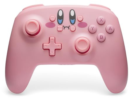 Manette sans fil PowerA pour Nintendo Switch - Kirby Bouche pleine, rose, Nintendo Switch & Lite - Modèle OLED, manette de jeu, Bluetooth, commandes par mouvement, sous licence officielle