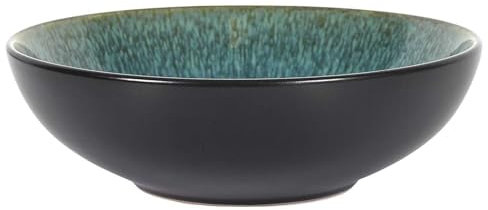 HOME DECO FACTORY, KA0435 - Elegante Plato Hondo de cerámica Resistente, diseño Moderno, Ideal para sopas y Platos, de fácil Mantenimiento, 185 cm, Verde y Negro