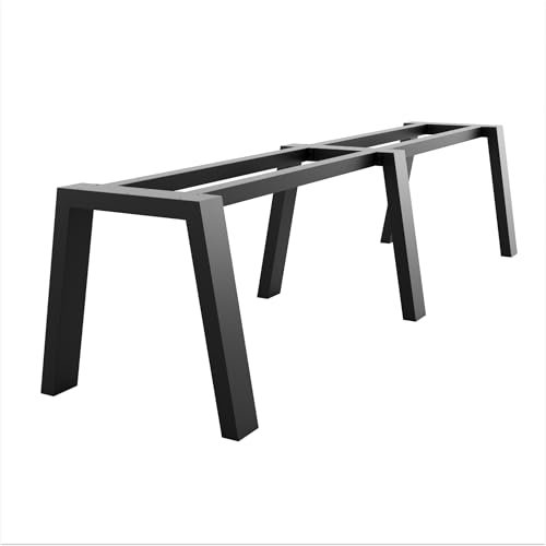 MetaloPro Extreme - Stabile Metall Tischbeine, Schwarz Tischkufen/Tischgestell für Esstisch, Schreibtisch Möbelfüße Beine, Trapez Form, Schwerlast Design für Wohnzimmer und Büro – 300x80x72 cm