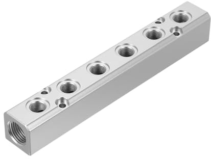 PATIKIL Air Manifold, 6 Way 8 Port 1/4 Output Port 1/2 Supply Port Aluminum Air Hose Inline Manifold Block Splitter Pneumatic Air Compressor Distribution Fitting, Silver