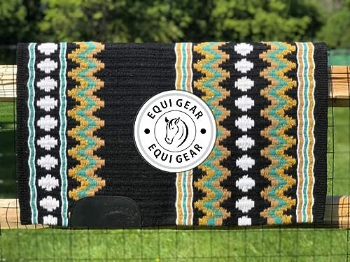 EQUIGEAR Western Show Horse Satteldecke aus neuseeländischer Wolle, Western-Design, handgefertigte Satteldecke, Wollpolster, Sensor Flex (Anpassung möglich) BA05 (34 x 34)