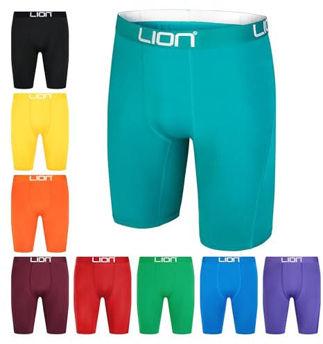 LION SPORTSWEAR Short de compression pour le football et le sport – Couche de base multifonction pour homme et enfant, idéal pour la gym, l'entraînement et la course à pied, vert forêt, 7-9 Years