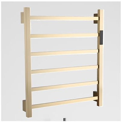 WRJAHCG Basso Consumo Scaldasalviette Elettrico,Portasciugamani Radiatore A Parete,Acciaio Inossidabile Termoarredo Asciugamani da Bagno,Brushed Gold,Left Wire