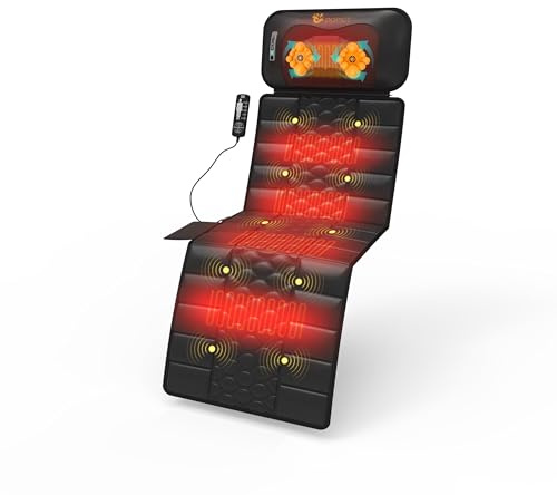 DOPICT Massage Mat, Detachable Neck Massager, Full Body Vibration Heating, Massage Pad with 10 Vibrating Motors and 9 Speed Settings for Home Office Use, Gift for Men Women Parents Christmas,Black