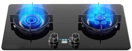 Cuisinière À Gaz 2 Brûleurs, Minuterie 4,5 KW/4,5 KW 180 Minutes (indépendante Des Deux Côtés), Support De Casserole En Fonte Avec Panneau En Verre Trempé, Adapté À La Cuisine Domestique Avec Protecti