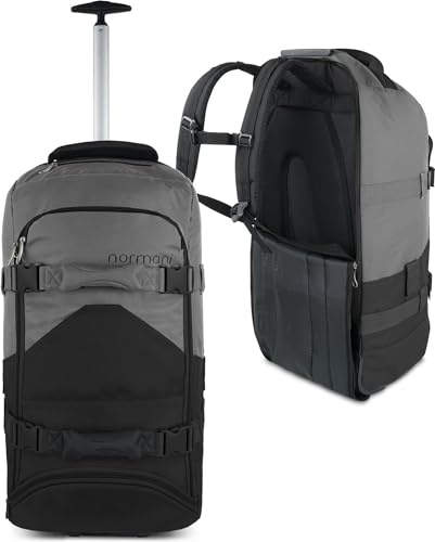 normani Reisetasche Trolley mit Rucksackfunktion 90 Liter - Backpacker mit Frontloader praktischer Reisetrolley und Rucksack in Einem mit 7 Fächern Schwarz/Grau 90 Liter
