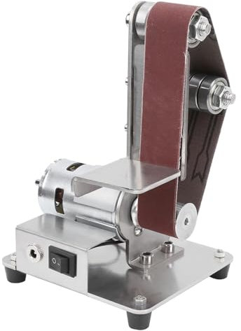 TsoLay Lijadora de Banda eléctrica, pulidora Fija DIY con 10 Bandas de Lijado, 9000r/min 0-65° Ángulo de Ajuste 775 Motor, 7 Posiciones Ajustables, para pulir Madera