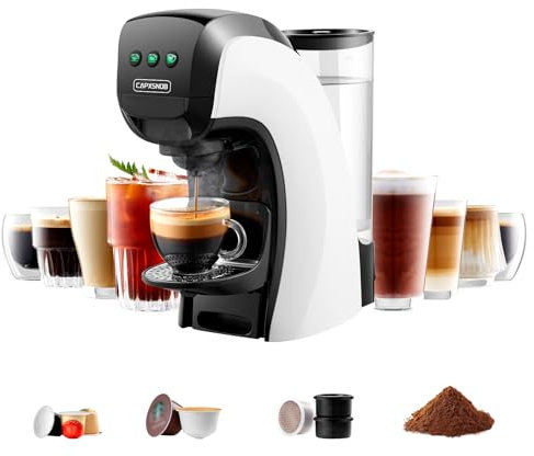 Warriors1 5 in 1 Pod Coffee Machines for Nespresso Original, Nescafe Dolce Gusto, Lavazza A Modo Mio, FAP Espresso Point Capsule and Ground Coffee, 20 Bars Automatic Capsule Small Mini Coffee Machine