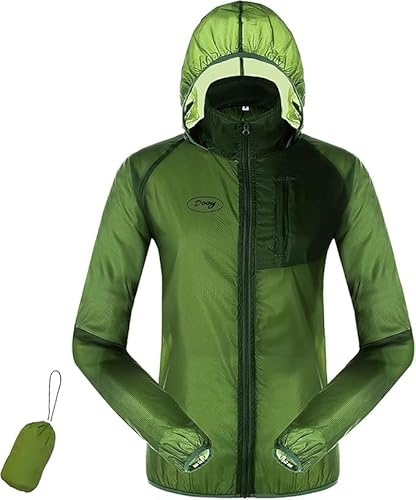 CGLRybO Mens Cycling Running Jacket, Lightweight Packable Hoodies with Storage Bag, Windbreaker with UPF 50+ Sun Protection,Outdoor Coat for Hiking, Biking, Travel, 80g