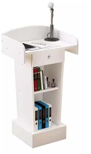 LYCDPYCD Rednerpult Rednerpult Aus Holz Empfangspult Podium Stehpult Mit Schubladen Kirchenpult Eingebaute Arbeitsplatte Massives Rednerpult(White)