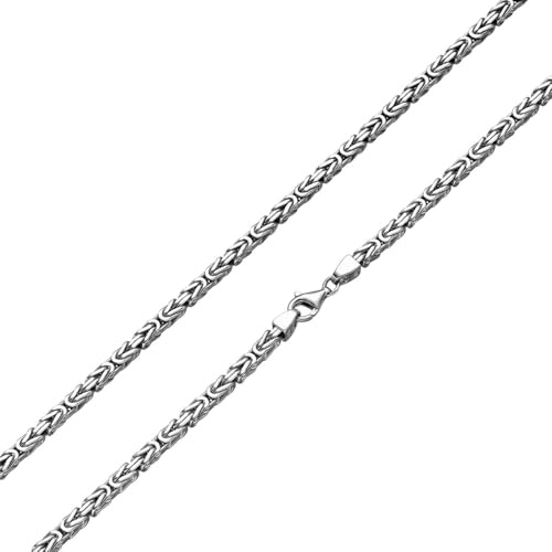 KettenKauf Rhodinierte 4mm Königskette 925 Silber massiv - Länge Wählbar - Rhodiniert - Collier Halskette oder Armband