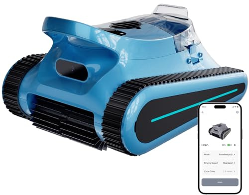 Limpiador robótico inalámbrico de piscina, aspiradora de piscina de 180 W, motor sin escobillas, succión de 45000 Pa, escalada de pared y línea de flotación, mapeo automático de caminos, para piscinas