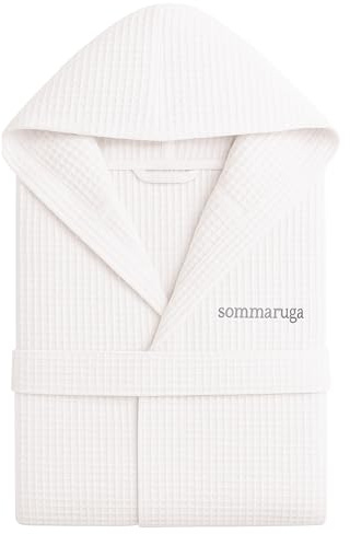 o-day Accappatoio Nido D'Ape Donna e Accappatoio Nido D'Ape Uomo in Cotone con Cappuccio Tasche e Cintura, Leggero e da Viaggio S-XXXL (IT, Testo, XXL, Regular, Regular, Modello 1 - Bianco)