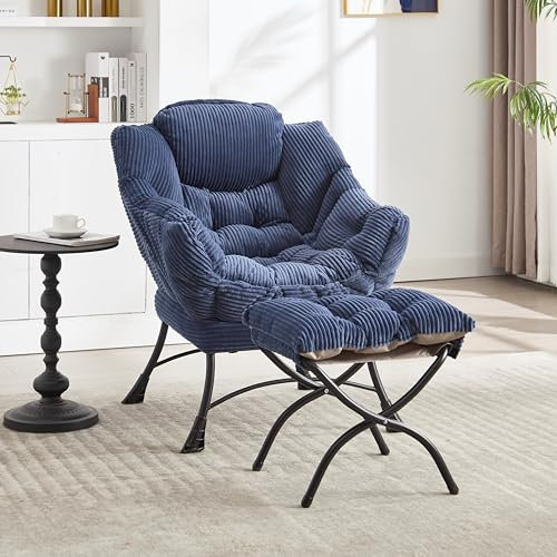 Lumivortex Poltrona con sgabello, poltrona relax con braccioli e tasche laterali, poltrona da lettura per piccoli spazi, poltrona TV, poltrona per soggiorno, poltrona da allattamento, poltrona lounge