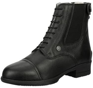 Suedwind Ridstövletter, Nova Soft BZ Lace Winter – Unisex ridskor av nötläder – paddock ankelstövlar med snörning, teddypäls, gummisula och dragkedja bak – svart – storlek 25–46, svart, 43 EU