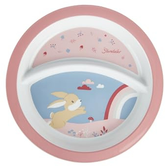Sterntaler Teller Hase Hanni, Kinder Teller mit praktischer Unterteilung & Motiv Hase - aus robustem Material mit rutschfester Unterseite - für Babys & Kleinkinder - Geschenk, mattrosa