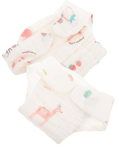 FRCOLOR Waschbare Babywindelhosen Zufälliger Stil 2 Stück-pack Leichte Wiederverwendbare Töpfchentraining Unterwäsche aus Baumwolle und Gauze für Mädchen für Ausflüge und Reisen