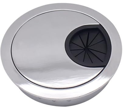 Helilyco Kabeldurchführung aus Metall, 50 mm, 60 mm, 80 mm, mit abnehmbarer Bürste, Schreibtisch-Drahtmanagement, Chrom und für Schwarz