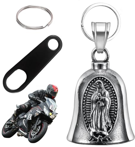Korsaot Guardian Bell – Acciaio al Titanio Campanella Moto con 2 Anelli Portachiavi, Portafortuna Guardian Bell Moto, Campanellino Motociclisti per Benedire la Pace, Accessori o Portachiavi