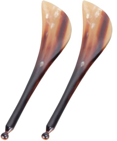 HOODANCOS 2 Piezas Lápiz de Masaje Multifuncional de Cuerno Natural, Herramienta de Masaje Facial y Corporal, Barra de Gua Sha Bordes Suaves para Fisioterapia y Relajación