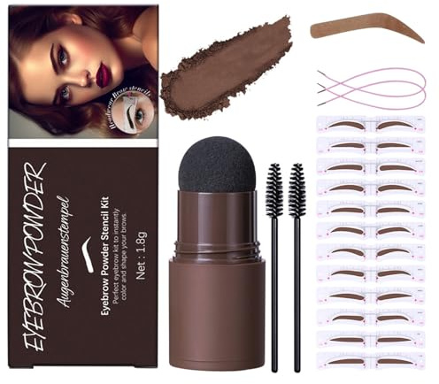 Lot de 12 pochoirs à sourcils étanches - Avec 12 pochoirs en forme de sourcils - Naturel, longue durée - Multifonction - Marron naturel