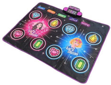 Elektronische Tanzmatte mit Lebendigen Lichteffekten, Lehrreiche Tanzmatte Im Dual-Player-Modus für, Musik-Spielmatte mit Bluetooth-Konnektivität, 41,5 X 31,5 Zoll Großes PE-Tuch