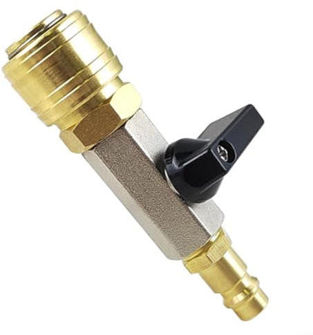 GLFLOW Pneumatic Shut Off Valve, 1/4 Inch Metal Compressed Air Shut-Off Valve, Quick Connector For Compressors And Hoses