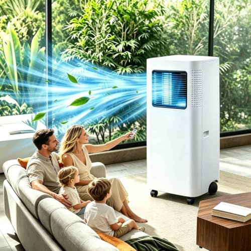 Condizionatore d'Aria Portatile 18000 BTU unità CA con modalità Ventola deumidificatore Timer Sleep e 24 Ore Telecomando oscillante for Home And Office,5000btu