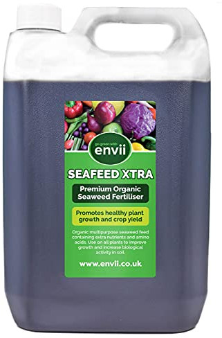 envii SeaFeed Xtra – Organic Liquid Seaweed Fertiliser, Outdoor Plant Food Ideal for all Plants, Lawns, Gardens and House Plants, Rich in Additional Nutrients - 5 Litre