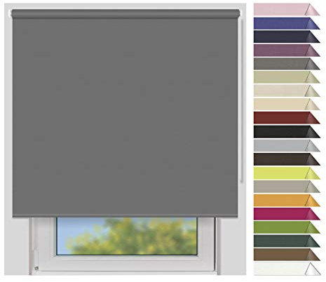 EFIXS Verdunklungsrollo Medium - 25 mm Welle - Breiten: 120-240 cm - Höhen bis 240 cm - Hier: 220 cm x 190 cm (Stoffbreite x Höhe) - stahlgrau (7903) - lichtundurchlässig - Blickdicht