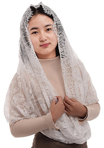 BLESSUME Damen Mantilla Katholisch Schleier Spitze Kapelle Schal Kirche Latin Mass kirchliche Hochzeit Kopfbedeckung