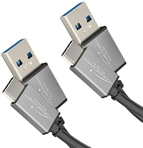 KabelDirekt – Cable USB A 3.0 a USB C – 2x1m | Cable de datos SuperSpeed y de carga, adecuado para smartphones y tabletas con conexión C, en negro / space grey
