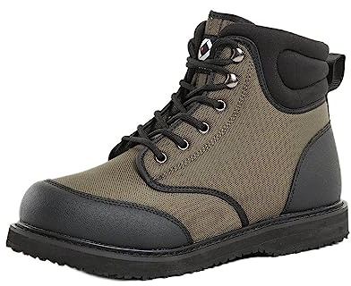 Duck and Fish Men's Sticky Rubber Sole Wading Shoe, Olive, 14