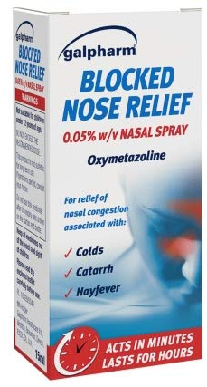 Galpharm Blocked Nose Relief Spray 15ml – Fast Relief from Nasal Congestion Caused by Colds, Catarrh & Hay Fever