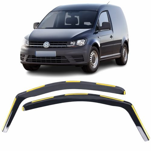 Set mit 2 Windabweisern für VW Caddy 2015 2016 2017 2018 2019 2020 In-K Acryl Seitenfenster Visiere Rauchgetönte Sonnen- und Regenschutz-Reflektoren.