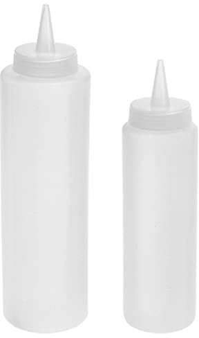 Set di 2 bottiglie da spremere, bottiglie per spezie, con tappo a vite, per ketchup, senape, mayo, salsa, olio d'oliva, senza BPA, 275 ml, 450 ml