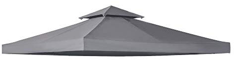 Outsunny Toit de Remplacement pour pavillon de Jardin Toile de Rechange pour pavillon tonnelle Tente 3 x 3 m Gris