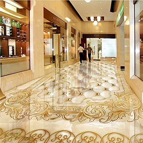 3D Bodenbelag Europäischen Luxus Gold Rose Marmor Weicher Parkettboden 3D Bodenbelag Fliesen Selbstklebende Pvc Tapete Wandbild-250X175Cm Benutzerdefinierte 3D Tapete 3D Boden Badezimmer Selbstklebe