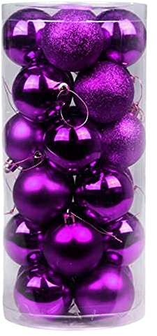 Bodhi2000 24 Stück Weihnachtskugeln, glänzend galvanisiert, bruchsicher, Weihnachtskugeln, Weihnachtsbaum-Anhänger, Zuhause, Party, Hochzeit, Dekoration, Lila