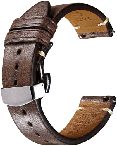 Leather Watch Bands, Soft Top-Grain Calfskin Watch Straps - Butterfly Clasp