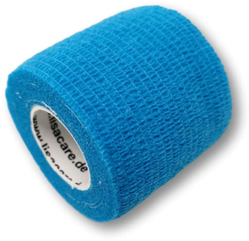 LisaCare Bandagen selbsthaftend - 12 Rollen, 5cm breit - Medizinprodukt | Bandagen Fuss Hand Finger Knie Ellenbogen mit Farb- & Motivauswahl (Hellblau) - Verbandspflaster