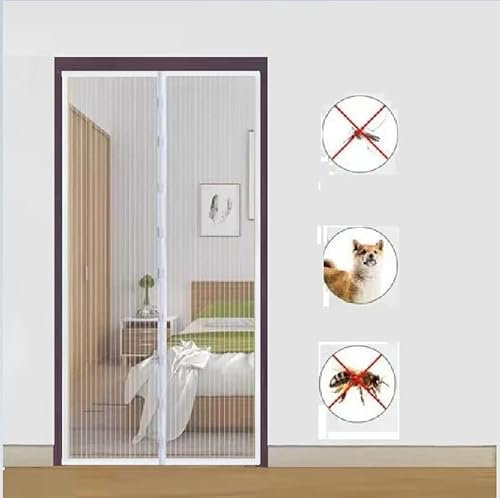 Magnetischer Tür-Fliegen-Insektenschutzvorhang, 100 cm x 210 cm, verstellbares magnetisches Fliegengitter Netz mit Magnetverschluss, einfache Installation aller Türen, Insektenfreies